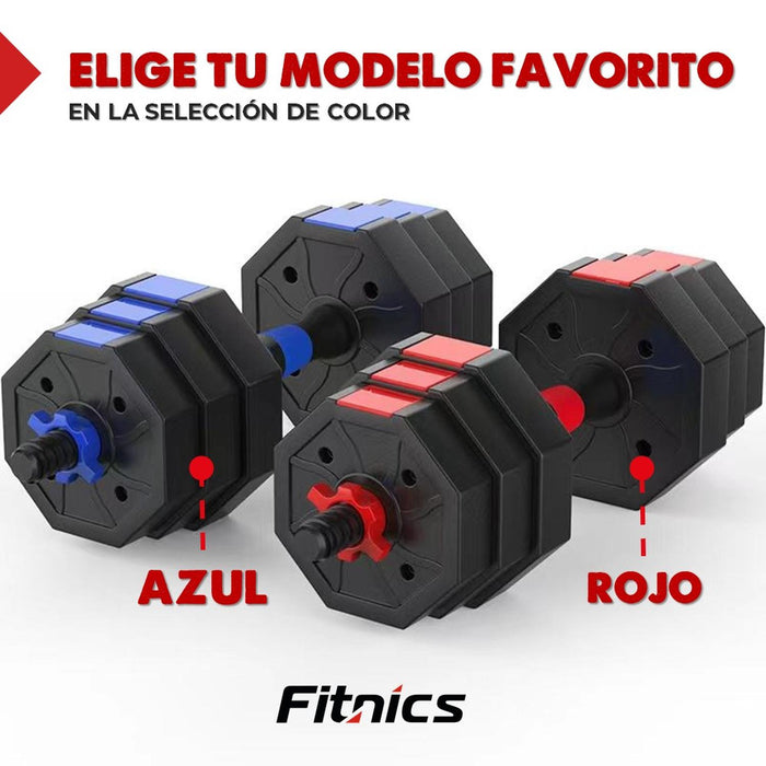 Mancuernas Ajustables Set de 20 Kg Total Fitnics 2en1 +Barra - imagen 8