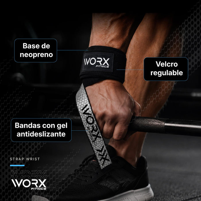 Straps Correas Levantamiento Pesas Worx Gym Gimnasio Set x2 - imagen de uso