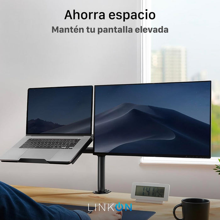 Soporte Brazo Doble Para Monitor Notebook Linkon Escritorio - imagen de uso