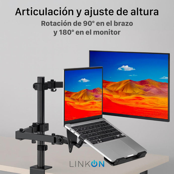Soporte Brazo Doble Para Monitor Notebook Linkon Escritorio - vista lateral