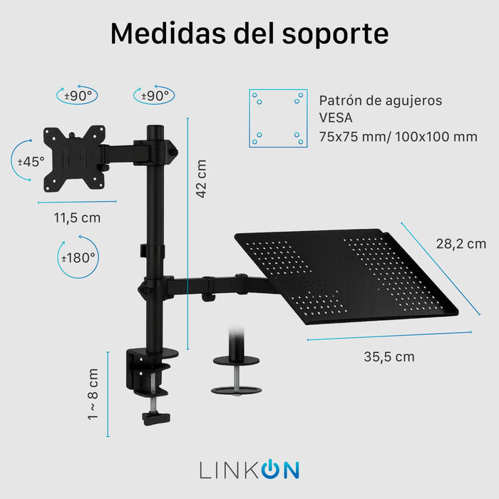 Soporte Brazo Doble Para Monitor Notebook Linkon Escritorio - contenido y accesorios
