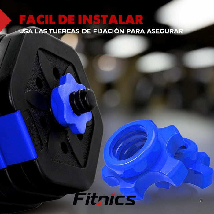 Mancuernas Ajustables Set de 20 Kg Total Fitnics 2en1 +Barra - vista lateral