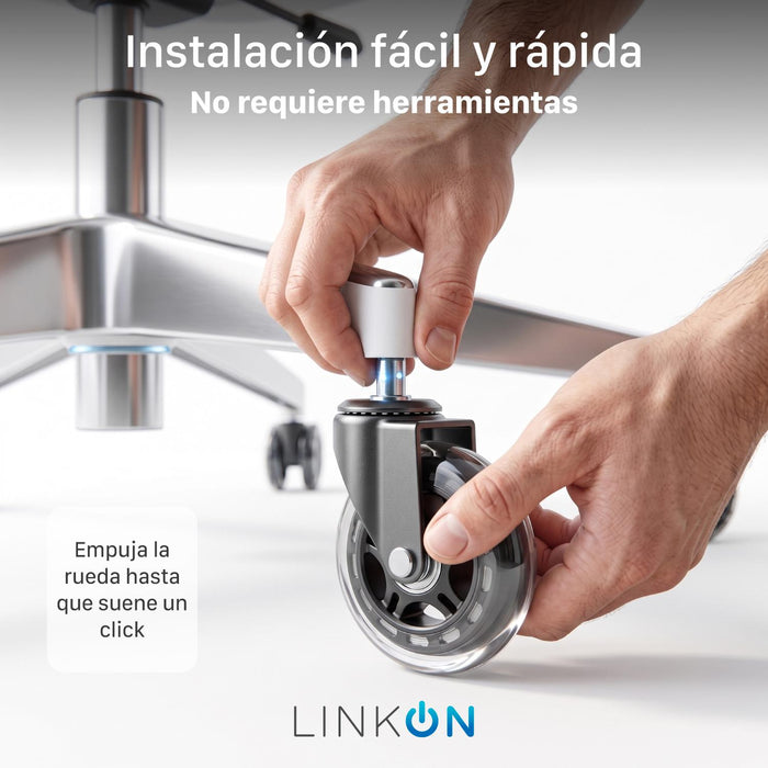 Ruedas Para Silla Escritorio Tipo Roller Set 5 Universales Linkon - imagen de uso