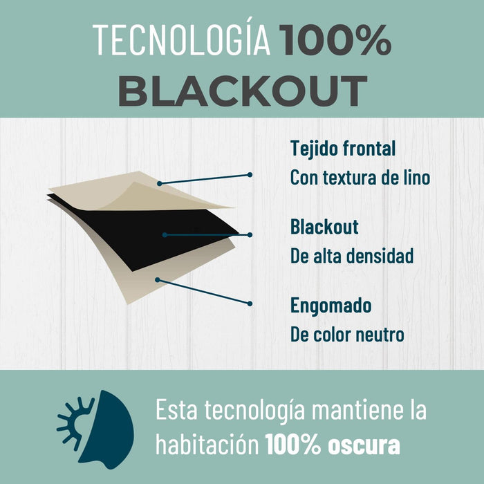 Cortina 100% Blackout Engomada Termica x2 Casatua Tipo Lino - vista lateral
