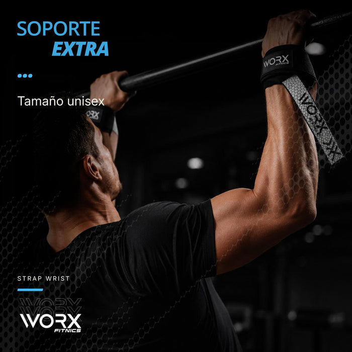 Straps Correas Levantamiento Pesas Worx Gym Gimnasio Set x2 - vista lateral