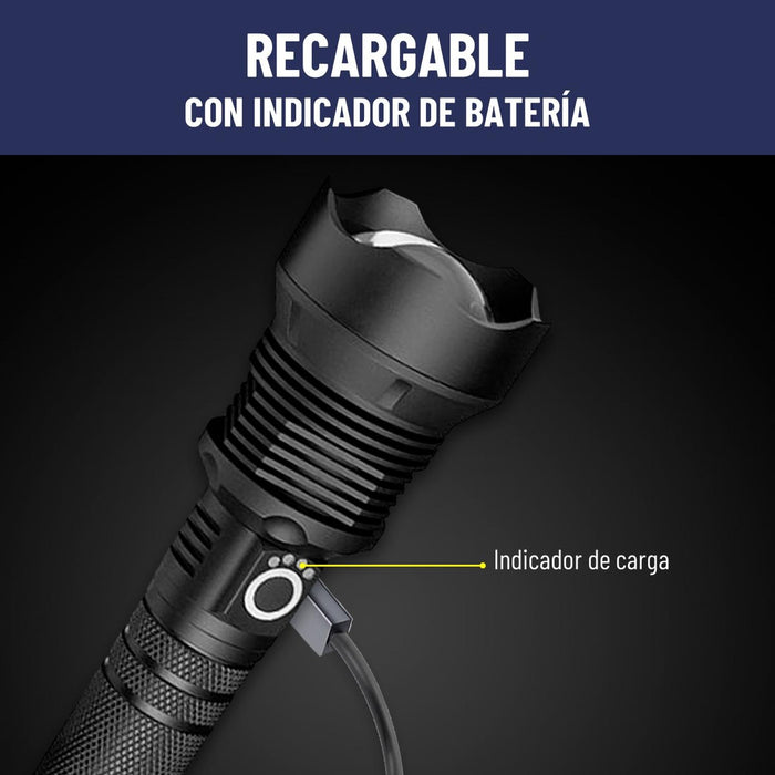 Linterna Led Tactica Maxwell Recargable Zoom Alcance +700m - imagen 9