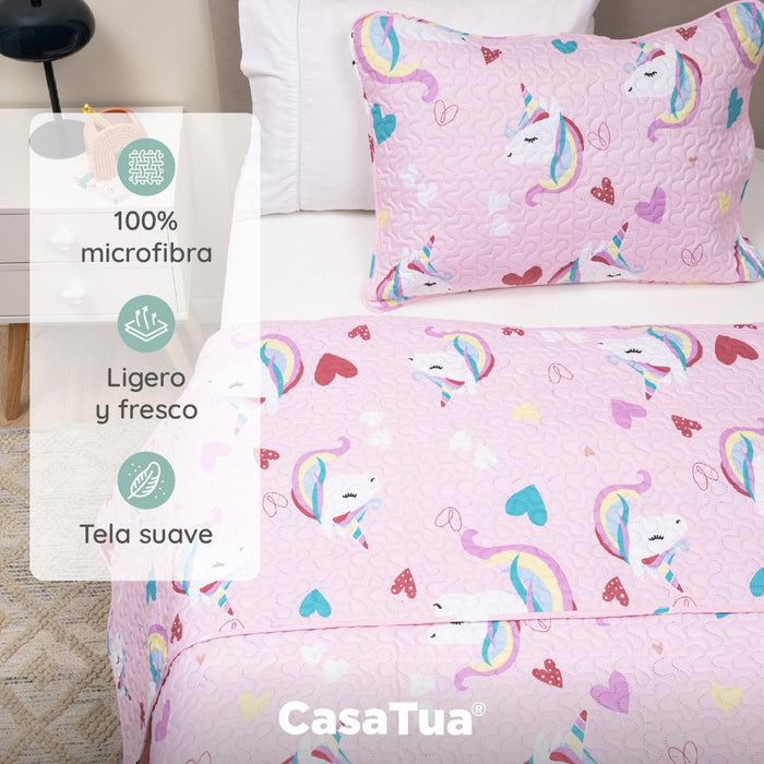 Cubrecama Cobertor Quilt Niña Niño +funda Almohada 1,5 Plaza CasaTua - imagen adicional