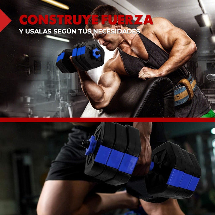 Mancuernas Ajustables Set de 20 Kg Total Fitnics 2en1 +Barra - imagen adicional