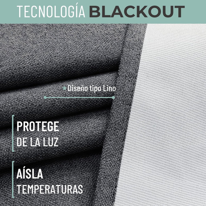 Cortina 100% Blackout Engomada Termica x2 Casatua Tipo Lino - imagen 12