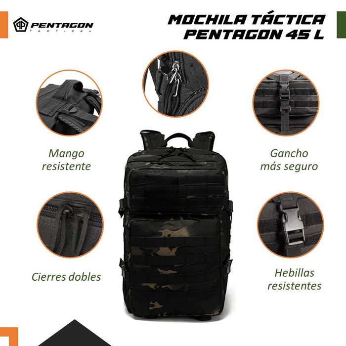 Mochila Tactica Militar Outdoor Pentagon 45l Impermeable