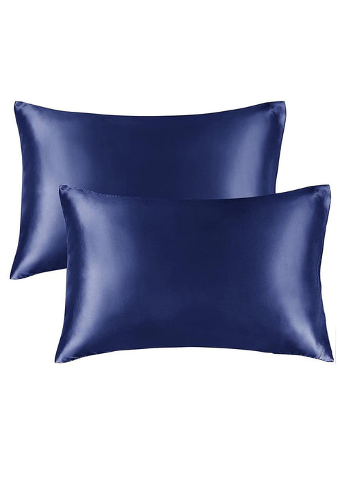 2 Fundas De Almohada De Seda Satén – Estampado Floral Azul – Suaves Y Elegantes Para Decoración De Cama