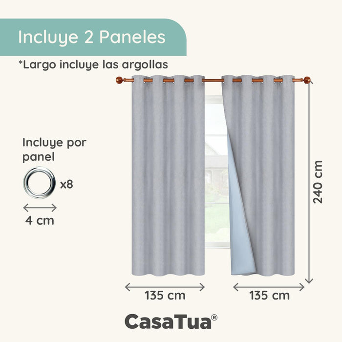 Cortina Blackout 100% 135x220cm Tipo Gamuza Casatua Set de 2 - imagen 10