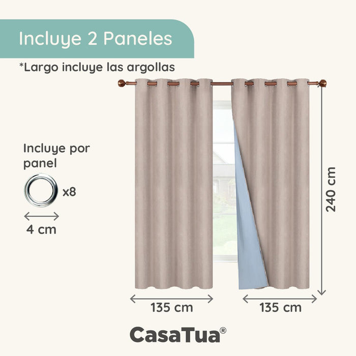Cortina Blackout 100% 135x220cm Tipo Gamuza Casatua Set de 2 - vista lateral