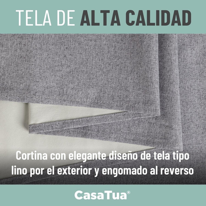 Cortina 100% Blackout Engomada Termica X4 Casatua Tipo Lino - contenido y accesorios