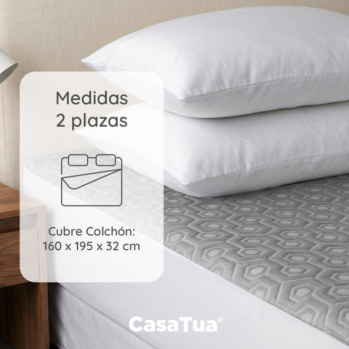 Cubre Colchon 2 Plazas Impermeable CasaTua Efecto Cooling - vista lateral
