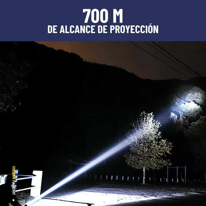 Linterna Led Tactica Maxwell Recargable Zoom Alcance +700m - contenido y accesorios