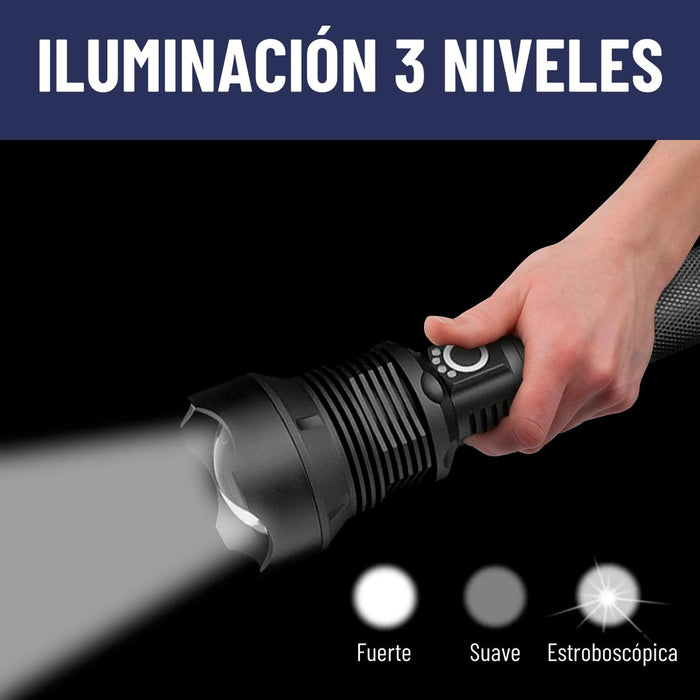 Linterna Led Tactica Maxwell Recargable Zoom Alcance +700m - imagen adicional