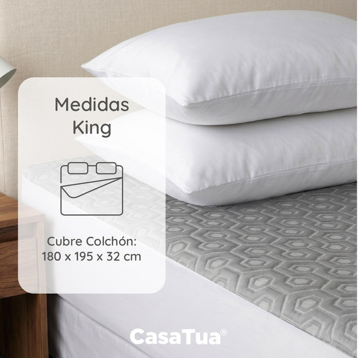 Cubre Colchon King Impermeable CasaTua Efecto Cooling - vista lateral